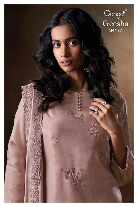 Geesha 4177 By Ganga Bemberg Silk Designer Salwar Suits Exporters In India